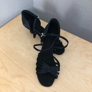 Rose Moli Black Satin Latin Ballroom Dancing Shoes Women's size EU 40 NEW